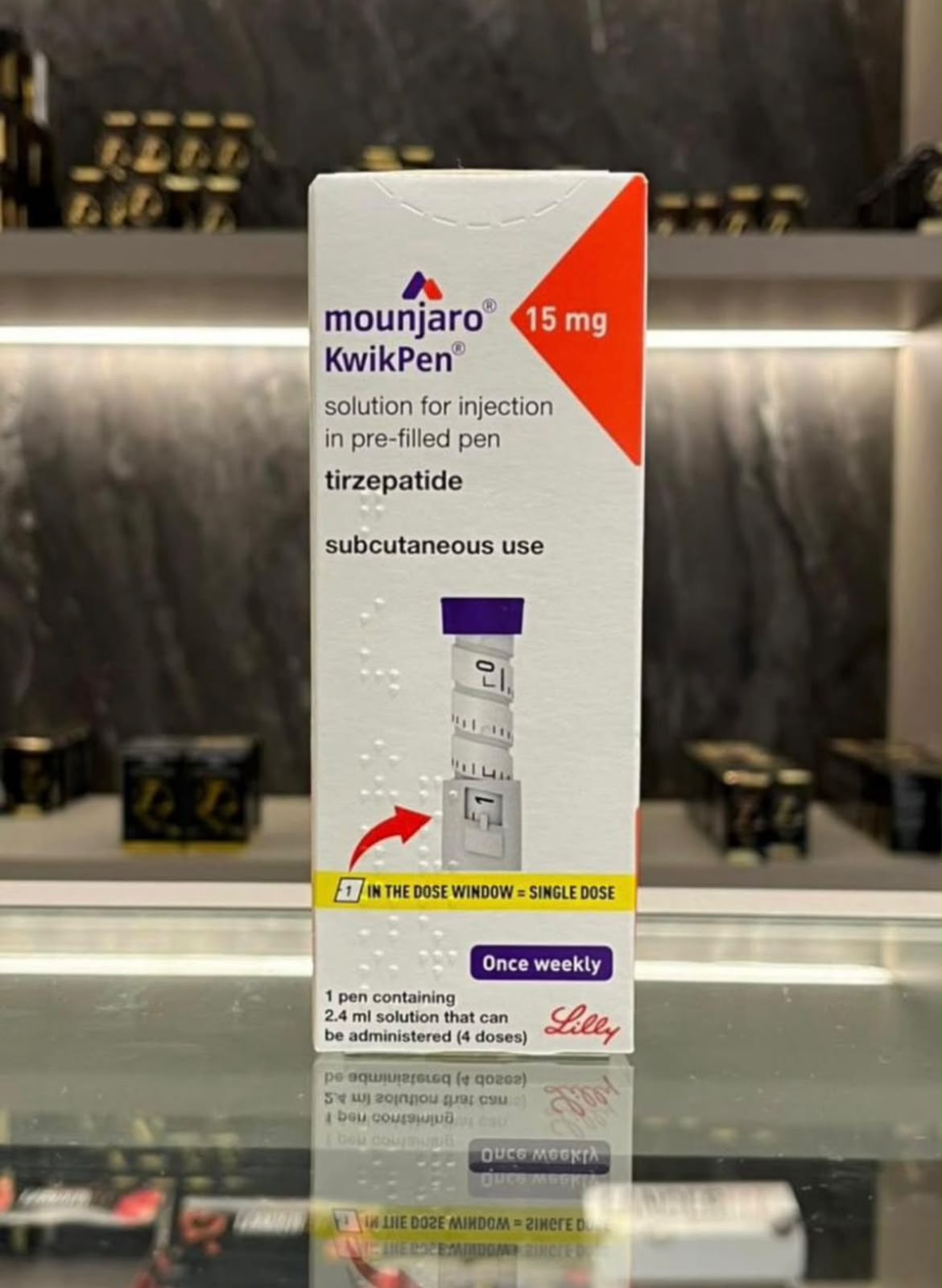 Caixa Mounjaro KwikPen 15 mg tirzepatida caneta pré-preenchida